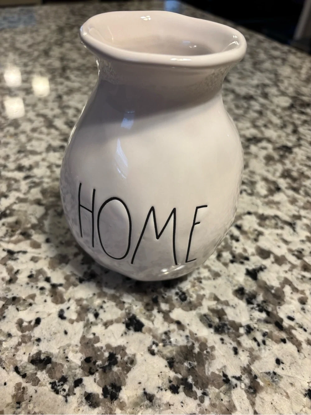 Rae Dunn White Ceramic Vase with Black 